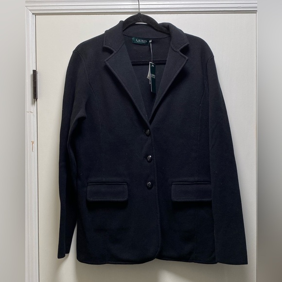 Lauren Ralph Lauren Cotton Blend Sweater Blazer NWT Size Large Classic - Picture 7 of 11